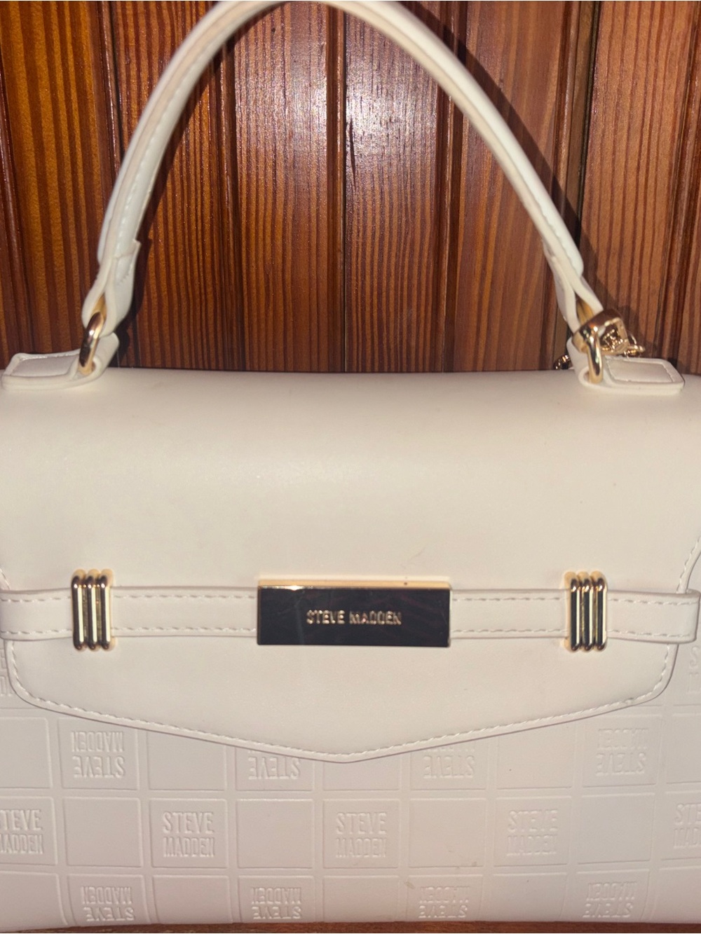 Steve Madden White Top-Handle Satchel